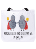 Mr. & Mrs. Panda Tote Bag Sternzeichen Zwilling mit Spruch in Weiß