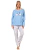 NORMANN Schlafanzug langarm Pyjama frühlgshafte Punkten - 64575 in blau