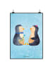 Mr. & Mrs. Panda Plakat Pinguin Pärchen ohne Spruch in Eisblau
