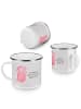 Mr. & Mrs. Panda Emaille Tasse Axolotl Hurra mit Spruch in Grau Pastell