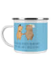 Mr. & Mrs. Panda Camping Emaille Tasse 3. Hochzeitstag Lederhoch... in Sky Blue