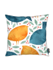 Juniqe Kissen "Birds" in Blau & Orange