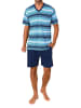 NORMANN Kurzarm Schlafanzug Shorty Pyjama Übergrößen in marine