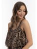 faina Damen Maxikleid Mit Schlangenprint in Beige Schlange