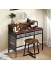COSTWAY Computertisch Schminktisch Set mit Steckdosen in Braun