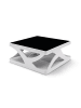 SalesFever Couchtisch modern 90x90 cm - 10 mm Glasplatte Schwarz MDF Hochglanz in Weiß