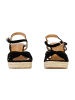 Divine Factory Sandalen mit Keilabsatz und Riemchen Schwarz
