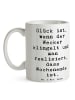 Mr. & Mrs. Panda Kaffeetasse Spruch Glück am Wochenende mit Spruch in Weiß
