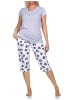 NORMANN Kurzarm Capri Pyjama Shorty Schlafanzug Hose Tiermotiv - 84983 in grau