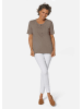 GOLDNER T-Shirt mit Spitze Rundhalsshirt mit Häkelspitze in mocca