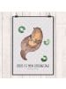 Mr. & Mrs. Panda Bild Otter Seerose mit Spruch in Grau Pastell