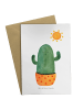 Mr. & Mrs. Panda Grußkarte Kaktus Sonne ohne Spruch in Weiß