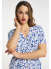 faina Damen Kleid Mit Blumenmuster in Blau Weiss