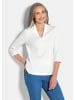 GOLDNER Kurzgröße:  Shirt Elegantes Basic-Shirt mit V-Ausschnitt in cremeweiß