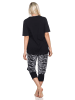 NORMANN Kurzarm Schlafanzug Capri Pyjama Shorty - 84880 in schwarz