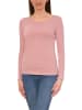 Alkato Alkato Damen Langarm Shirt mit O-Ausschnitt in beige