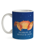 Mr. & Mrs. Panda Kaffeetasse Sternzeichen Krebs mit Spruch in Sternenhimmel Blau