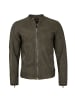 FREAKY NATION Lederjacke Lammleder in Oliv