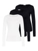 Hanro Unterhemd / Shirt Langarm Ultralight in Schwarz / weiß