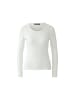 Oui Langarmshirt aus Baumwoll-Modalmischung in Rippe in Cloud Dancer
