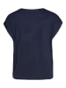 Vila Satin Blusen T-Shirt Kurzarm Basic Top Glänzend VIELLETTE in Navy