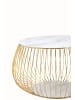 SalesFever Couchtisch Ø 60 cm Glasplatte Marmoroptik Weiß Metalldrahtgestell in Goldfarben