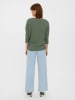 Vero Moda Einfarbiges 3/4 Arm Shirt Rundhals Langarm Top Oberteil VMCARLA in Grün