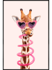 Juniqe Poster in Kunststoffrahmen "Thirsty Giraffe" in Braun & Rosa