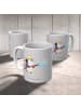 Mr. & Mrs. Panda Tasse Feuerwehrfrau Herz ohne Spruch in Grau Pastell