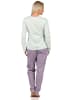 NORMANN langarm Schlafanzug Pyjama Schriftzug und karierter Hose - 64539 in türkis
