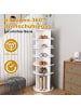 ABRIHOME 6 stufiges Schuhregal mit 360° Drehfunktion in Weiß, 60 x 60 x 161 cm