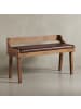 KADIMA DESIGN Sitzbank | Echtleder/Holz, 108x63x43cm, Rückenlehne