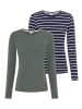Kangaroos Langarmshirt in marine gestreift/salbeigrün