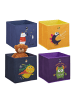 relaxdays 4 x Kinder Aufbewahrungsboxen "Tiere A" in Bunt - (B)30 x (H)30 x (T)30 cm