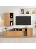 ABRIHOME TV Schrank mit Vitrine, Flexible Länge bis 265 cm in Holzfarbe