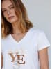 More & More sommerliches Kurzarmshirt "Say Yes" in offwhite