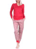NORMANN Pyjama Schlafanzug lang & Bündchen EthnoLook - 79820 in rot