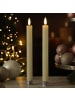 MARELIDA 2x LED Stabkerze LINA Rustik-Optik Echtwachs H: 25cm in creme