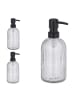 relaxdays 3 x Glas Seifenspender in Schwarz - 400 ml
