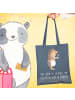 Mr. & Mrs. Panda tote bag Igel Wein mit Spruch in Indigo Blue