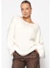 SASSYCLASSY Oversize-Pullover mit Rundhalsausschnitt in Weiß