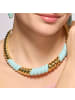 Luxenter Halskette mit 18-karätigem Gelbgold-Finish und blauem Harz – Rawil