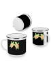 Mr. & Mrs. Panda Tasse Emaille Hochzeitsreise Abenteuer mit Spruch in Schwarz