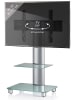 VCM  TV Standfuß Ständer Rack Alu Glas Rollen Tosal ZW in Mattglas