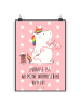 Mr. & Mrs. Panda Bild Einhorn Näherin mit Spruch in Rot Pastell