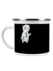 Mr. & Mrs. Panda Camping Emaille Tasse Bräutigam Heute mit Spruch in Schwarz