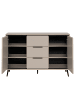 home24 Sideboard Adaro 135 cm in Beige / Schwarz