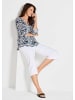 GOLDNER Blusenshirt Florale Druckbluse mit V-Ausschnitt in marine / weiß / gemustert