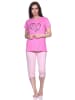 NORMANN Capri Schlafanzug Capri Pyjama HerzchenMuster in pink