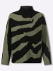 Heine Pullover in khaki-schwarz-gemustert